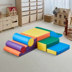 VEVOR Climbing Toys, 7-Piece Set, Foam Climbing Toys for Toddlers 6 Months to 3 Years Old, PU Leather Climbing Blocks