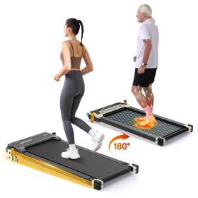 Akluer Walking Pad with Incline, 2-in-1 Under Desk Treadmill and Shiatsu Foot Massager Quiet 2.5HP Portable Treadmill for Home Office with LED Di