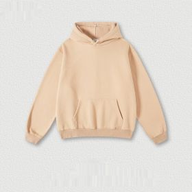 Men's Fashion Retro Velvet Padded Hooded Sweatshirt (Option: Khaki-S-Tops)