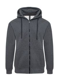 Heavyweight Fleece Zipper Hoodie (Color: Charcoal, size: 3XL)
